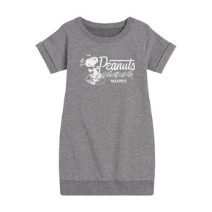 Girls' - Peanuts - Dancing Snoopy Graphic Short Sleeve Fleece Dress - 1 of 4