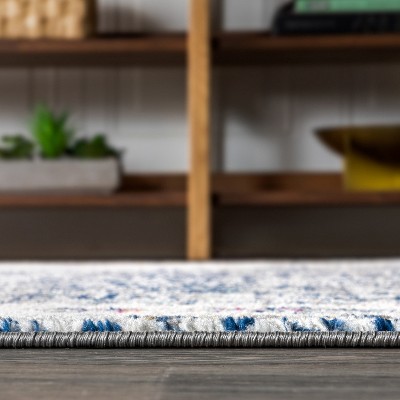 Reversible Blue-Cream 8' x 10' Synthetic Vintage Persian Rug