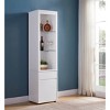 GlasFlength Decorative Storage Cabinets Contemporary Display Cabinet with Three Glass Shelves One Shelves Cabinet with Two Shelves, White, 21"*8"*52" - 2 of 4