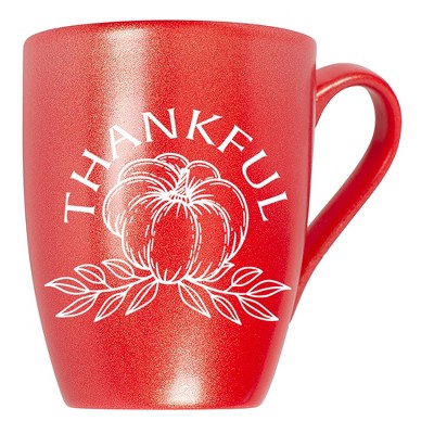 Elanze Designs Thankful Pumpkin Crimson Red 10 ounce New Bone China Coffee Cup Mug