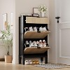 Shoe Storage Cabinet with 2 Flip Drawers And A Drawer, Entryway Cabinet with Adjustable Shelves - 3 of 4