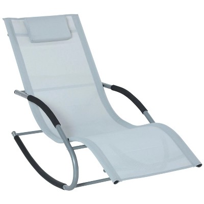 53.75'' Zero Gravity Rocking Chair Outdoor Chaise Lounge Chair Recliner Rocker with Detachable Pillow and Durable Weather