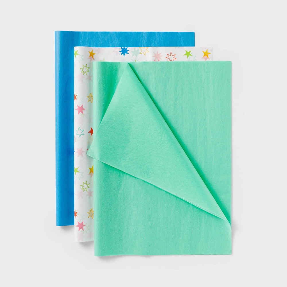 Photos - Other Souvenirs 20ct Stars White/Green/Blue Tissue Paper - Spritz™
