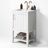 20" Freestanding Bathroom Vanity with Ceramic Sink, Open Shelf, Cabinet Storage & Soft-Close Door, Solid Wood & MDF Construction - 3 of 4