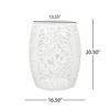 Lyngins Iron-cut Outdoor Side Table with Tropical Palm Leaf Pattern, Minimalist Barrel-Shaped Patio End Table, Outdoor End Table - 4 of 4