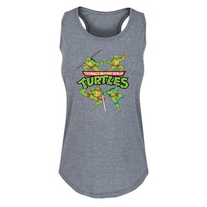 Women's - Teenage Mutant Ninja Turtles - Donnie, Mikey, Raph, and Leo Logo Graphic Racerback Tank - 1 of 4