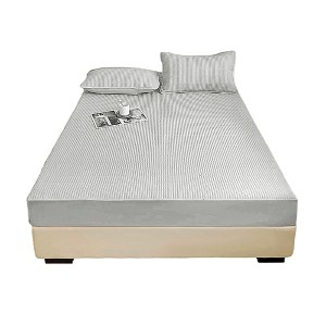 Unique Bargains Lattice Stitching Fitted Sheet 1 Pc - 1 of 4