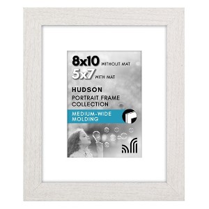 Americanflat 8x10 Picture Frame - Use as 5x7 Frame with Mat or Display 8x10 Photo Without Mat - Hudson Collection - White - 1 of 4
