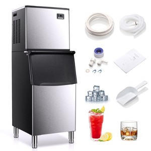 R.W.FLAME Ice Maker Machine Commercialuring a 352 lbs/24H production capacity, includes a 198 lbs ice bin and comes with a scoop - 1 of 4
