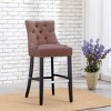WestinTrends 29" Linen Tufted Buttons Upholstered Wingback Bar Stool (Set of 3) - 2 of 4