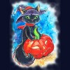 Junior's Design By Humans halloween. the witch cat By POLINART T-Shirt - 2 of 3