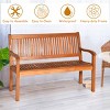 Tangkula Outdoor Eucalyptus Wood Park Bench Loveseat Chair with Armrest - 4 of 4