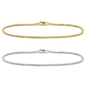 EVERLY JEWELRY | 10k 2-Tone Gold 1.6mm Round Box Link Bracelet Set - 1 of 4