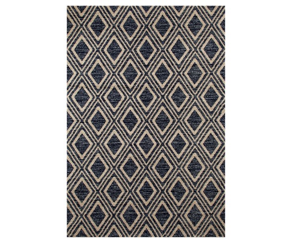 Navy Blue Abstract Woven Area Rug - (7'X9') - Art Carpet
