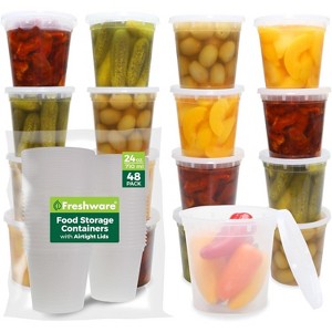 Freshware Food Storage Containers [24 Set] 32 oz Plastic Deli Containers with Lids, Slime, Soup, Meal Prep Containers | BPA Free | Stackable - 1 of 4