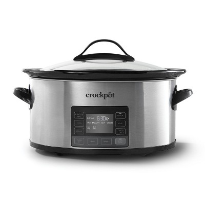 Crock-Pot 6qt MyTime Technology Programmable Slow Cooker - Stainless Steel: 10 Settings, Auto Keep Warm, Dishwasher-Safe