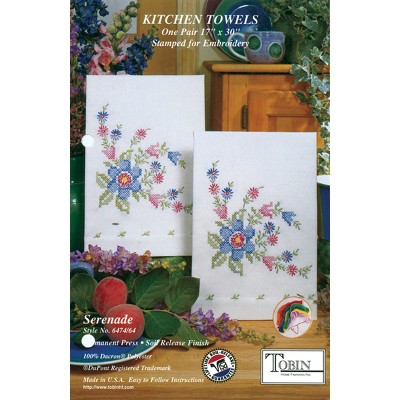 Tobin Stamped For Embroidery Kitchen Towels 17"X30" 2/Pkg-Serenade
