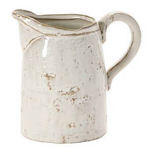 Storied Home 28 oz. Stoneware Pitcher, Reactive Glaze, White (Each One Will Vary) - 1 of 4