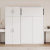 Twin Size Murphy Bed with Lockers and Wardrobes, White - 3 of 4