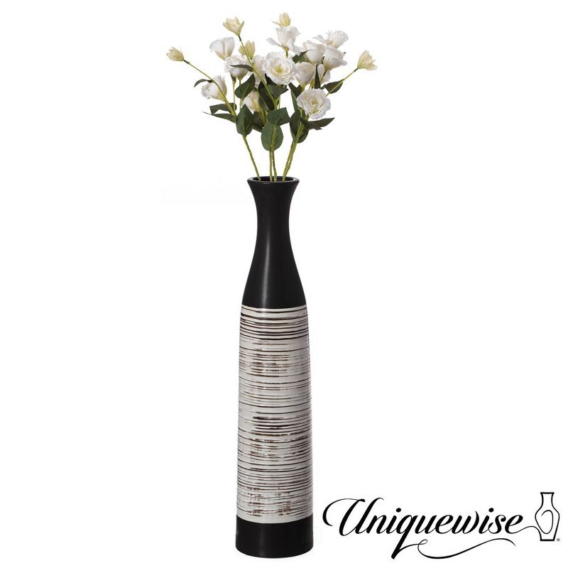 Uniquewise  Handcrafted Black and White Waterproof Ceramic Floor Vase - Neat Classic Bottle Shaped Vase, Freestanding Design, 3 of 7