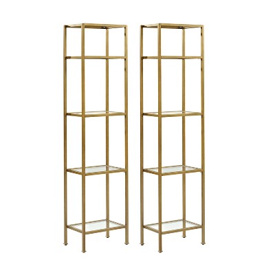 73" 2pc Aimee Narrow Etagere Set Gold - Crosley