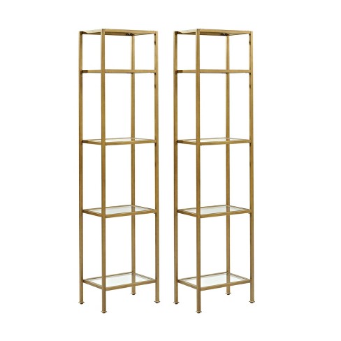  Crosley Furniture Aimee Short Etagere, Gold and Glass :  Everything Else