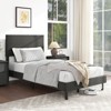 Costway Twin/Full/Queen Size Bed Frame with Height Adjustable Chevron Headboard, No Box Spring Needed Gray/Beige - 2 of 4