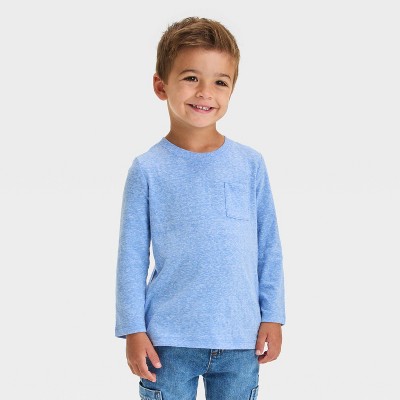 Image of Toddler Boys' Long Sleeve Jersey Pocket T-Shirt - Cat & Jack™ Dark Blue 5T