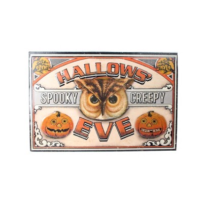 Raz Imports 18" Halloween Stamped “Hallows' Eve” Metal Wall Art - Orange/Black