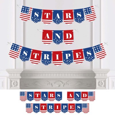 Big Dot of Happiness Stars & Stripes - Memorial Day, 4th of July and Labor Day USA Patriotic Party Bunting Banner - Party Decorations