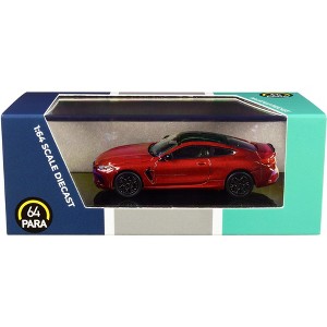 BMW M8 Coupe Motegi Red Metallic with Black Top 1/64 Diecast Model Car by Paragon - 1 of 3