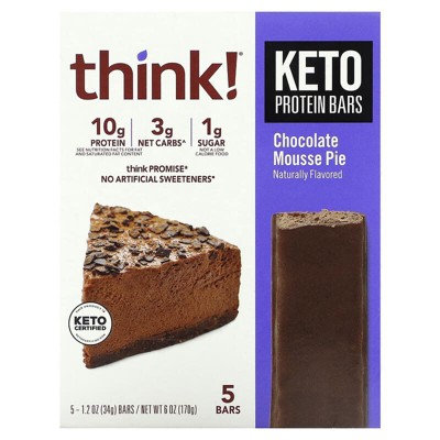 Think !, Keto Protein Bars, Chocolate Mousse Pie, 5 Bars, 1.2 oz