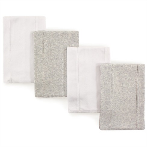 Touched By Nature Baby Organic Cotton Burp Cloths 4pk, White Gray, One ...