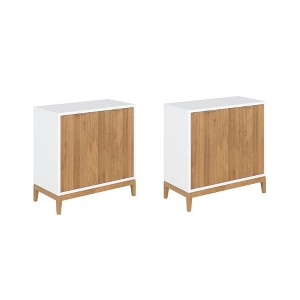 Nathan James Set of 2 Jasper Wood Fluted Console Table with Doors - 1 of 4