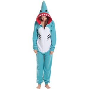 Just Love Womens One Piece Winter & Christmas Character Adult Bodysuit Hooded Pajamas - 1 of 4