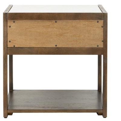 Transitional Dark Chocolate 1-Drawer Nightstand with White Marble Top