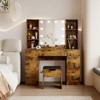 56" Farmhouse Vanity Set w/Lighted Mirror, Charging Station & Shelves - 3 Adjustable Lighting Modes - Modern Dressing Table for Women & Girls - 3 of 4