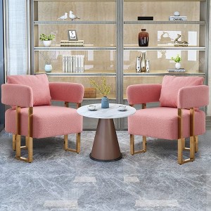 NicBex Set of 2 Accent Chair,Velvet Upholstered Armchair with High-Rebound Cushion,Metal Legs,Single Sofa Chair for Reception Room,Living Room - 1 of 4