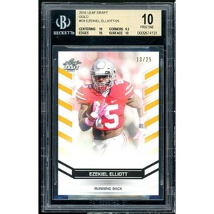 Ezekiel Elliott Rookie Card 2016 Leaf Draft Gold #3 (PRISTINE) BGS 10 - 1 of 2