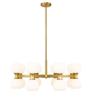 Artemis 16-Light Chandelier - Mid-Century Modern Matte Black Steel with Opal Glass Globes - 1 of 4