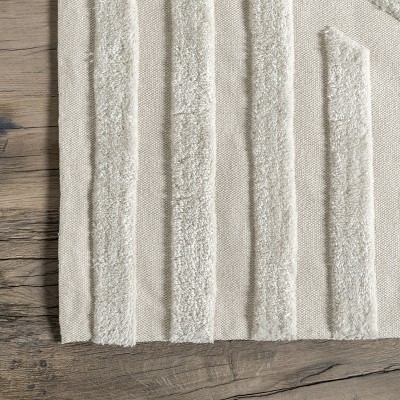 Handmade Ivory Wool Blend Tufted Rectangular Rug 8' x 10'