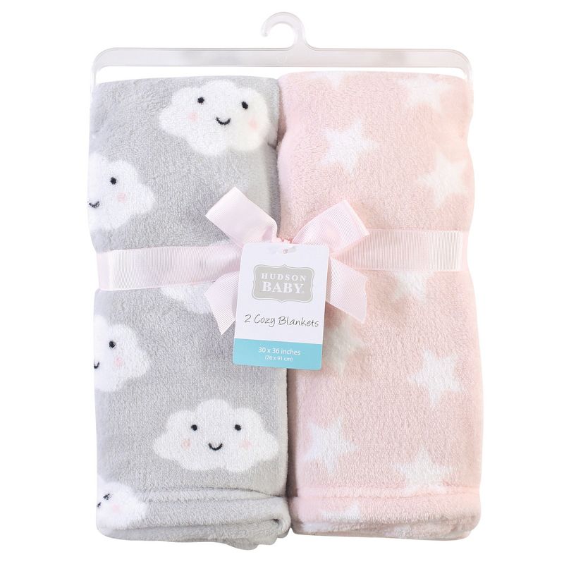 Hudson Baby Infant Girl Silky Plush Blanket, Pink Cloud, 30x36 inches, 3 of 4