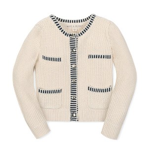 Girls' Organic Puff Sleeve Textured Cardigan Sweater, Kids - 1 of 3