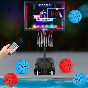 HyDren LED Poolside Glow in the Dark Basketball Hoop Swimming Pool Games with Remote - 1 of 3