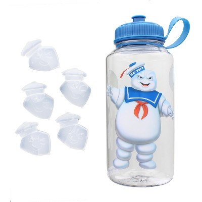 Just Funky Ghostbusters Stay Puft 32oz Plastic Water Bottle w/ Ice Cube Molds