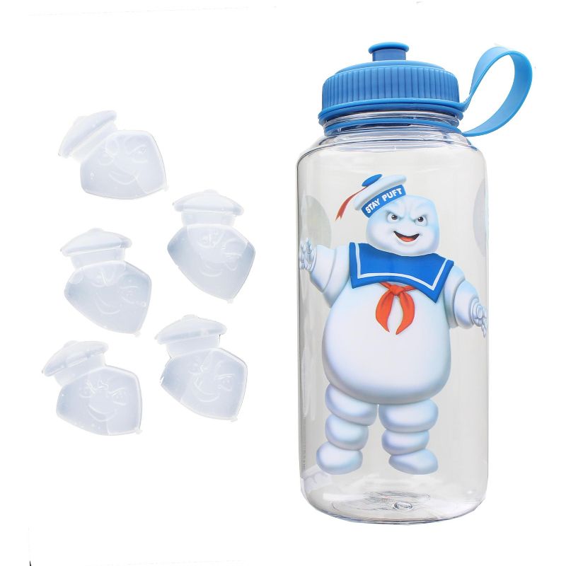 Just Funky Ghostbusters Stay Puft 32oz Plastic Water Bottle w/ Ice Cube Molds, 1 of 7