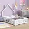 CAVINAS Twin/Full Size Bed Frame with House-Shaped Headboard & Fences,Modern Floor Bed for Kids Room,Bedroom - 2 of 4