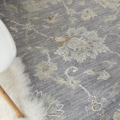 Charcoal Elegance 8' x 10' Hand-Knotted Synthetic Area Rug