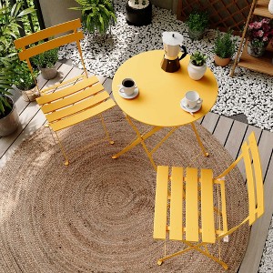 LAUSAINT HOME 3-Piece Outdoor Folding Bistro Set Yellow - 1 of 4