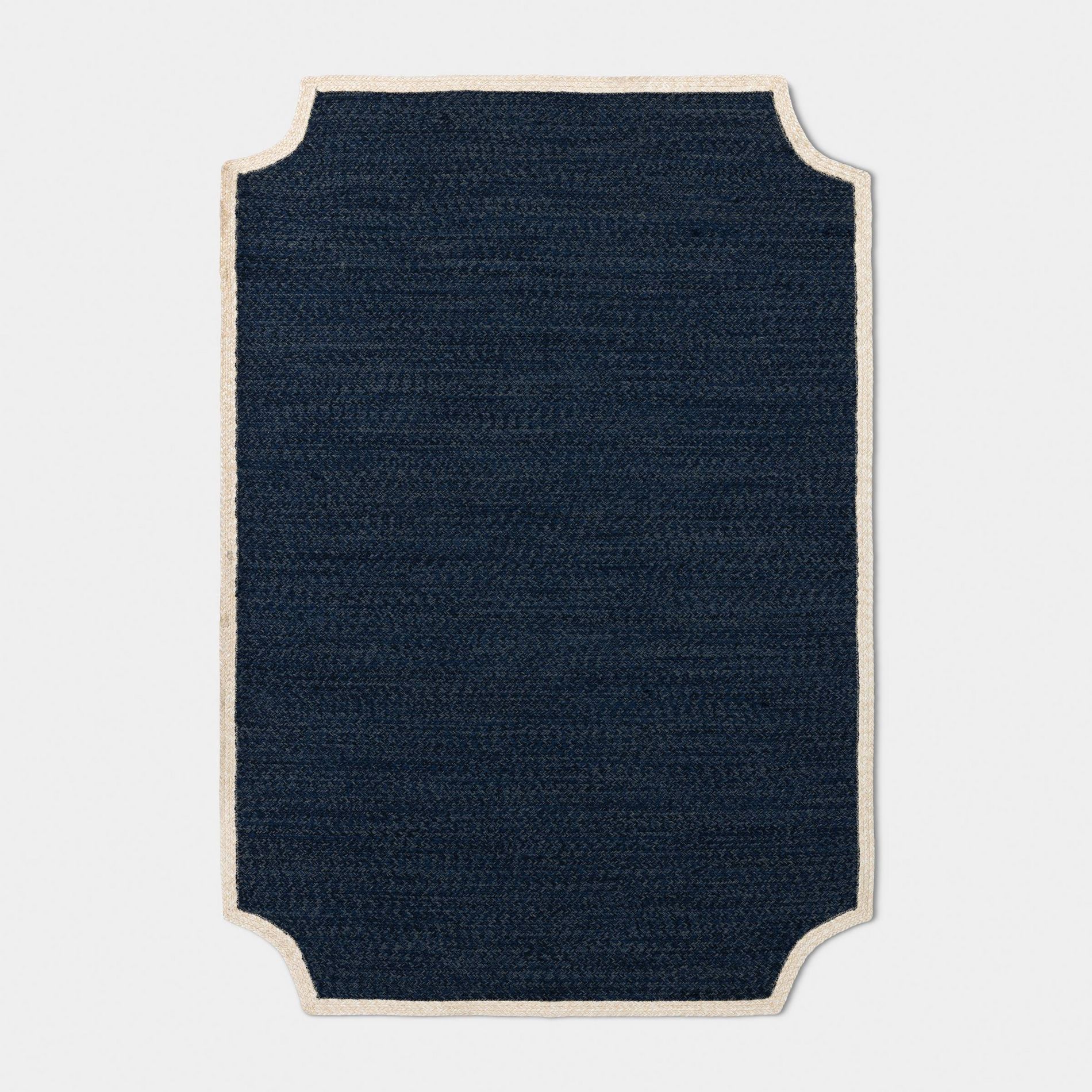 5'x7' Sculpted Border Braided Outdoor Patio Area Rug Navy Blue - Threshold™ designed with Studio McGee